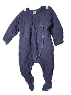 Hanna Andersson Blue Quilted Footed Sleeper 12-18 Months Snap Front 67250 FWH21